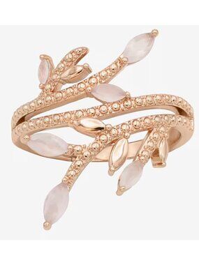 Sparkle Allure Pink Crystal Bypass Cocktail Ring | 18K Rose Gold Over Brass |